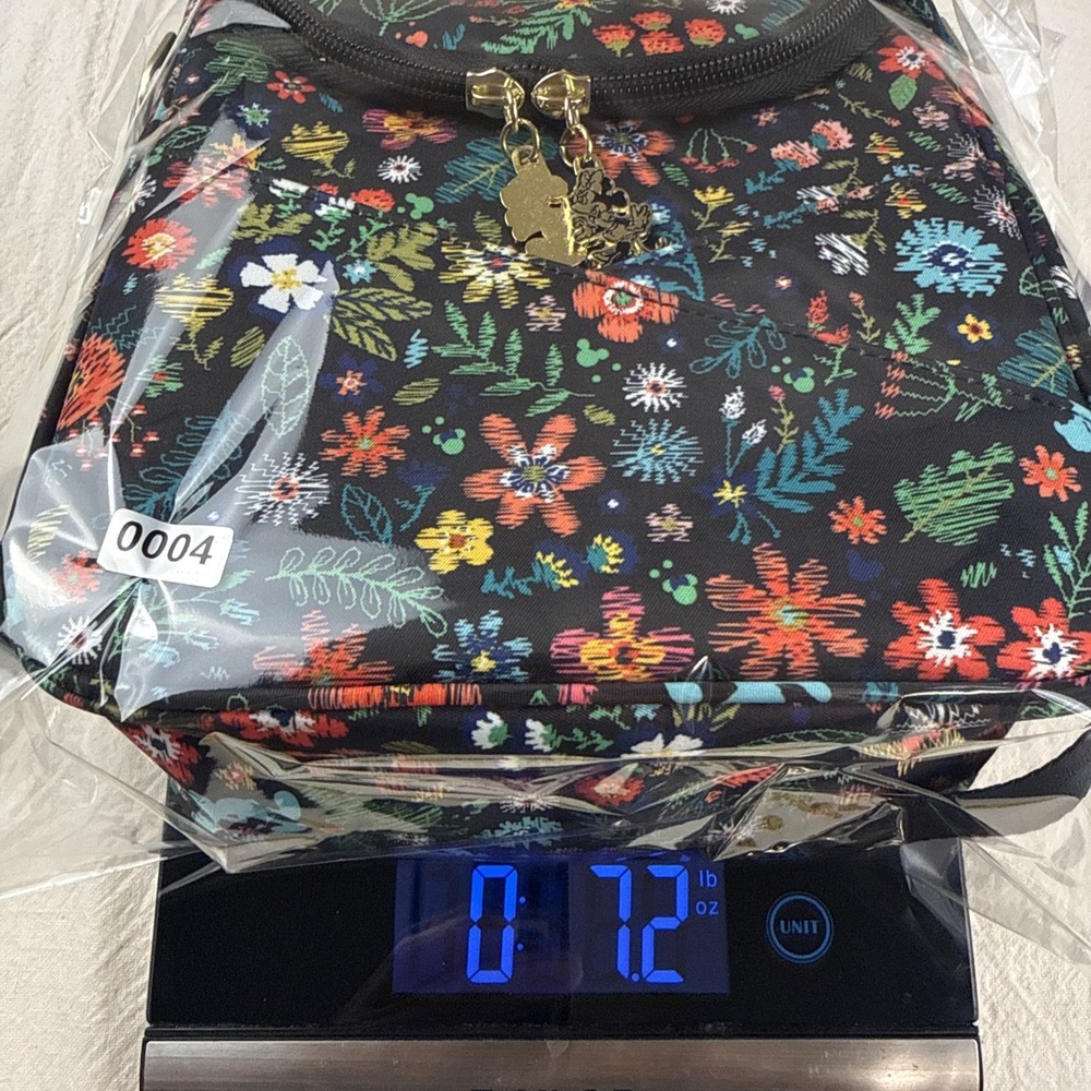 Disney X Jujube Floral Embroidered Pattern Insulated Bag W/Kissing M&M Zip Pulls - Picture 15 of 15